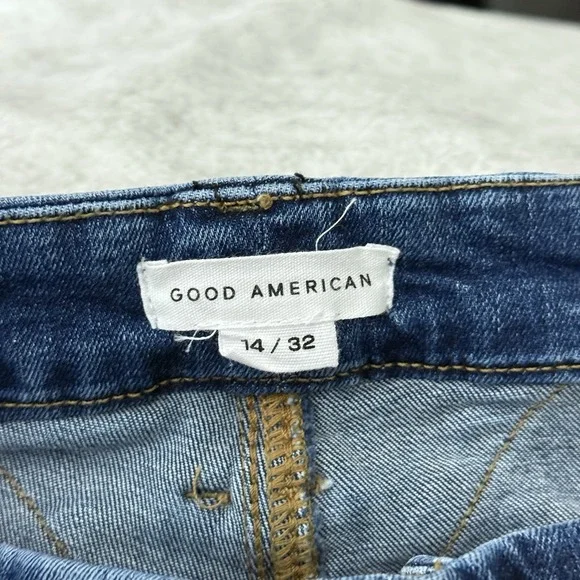 Good American High Rise Flare Jeans Women's 14/32 Blue Stretch Denim Medium Wash - Picture 6 of 8